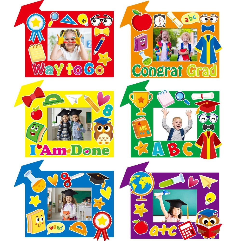 30 Packs Preschool Graduation Craft Kits for Kids Congrats Grad DIY Picture Frame Craft Art Class of 2025 Kindergarten Graduation Party Favor Decorations Home Classroom Gifts Game Activities