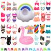 BARWA 12 Items 5 Psc Swimsuits Bathing Clothes Bikini One Piece with 2 Pool Floaties with 5 Shoes for 11.5 inch Doll view 1