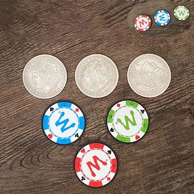 ZQION STC Coin Set Coin Change Penetrate Magic Coins Gimmicks Close Up Magic Coin Tricks Props Multiplying Silver Coins to Chip Magica Props