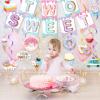 25 Pcs Two Sweet Donut Birthday Party Decorations Include Two Sweet Banner 24 Ice Cream and Donut Party Hanging Streamers 2nd Birthday Decorations for Girl view 4