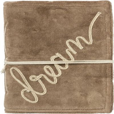 Primitives by Kathy luxe velvet journal features an embroidered "Dream" sentiment with wrap-around fabric tie closure, 48 unlined pages quality gift for journaling writing
