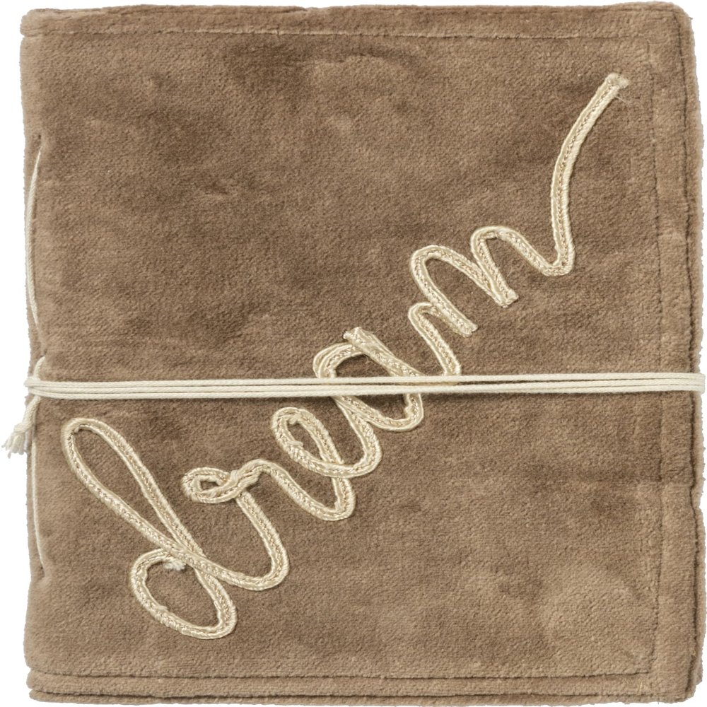 Primitives by Kathy luxe velvet journal features an embroidered "Dream" sentiment with wrap-around fabric tie closure, 48 unlined pages quality gift for journaling writing