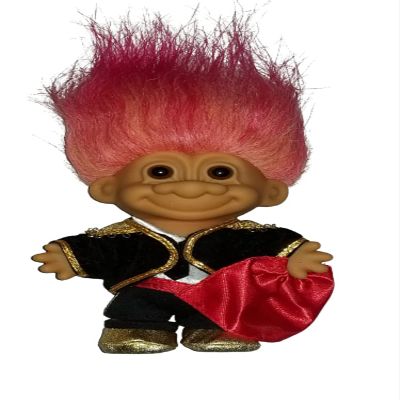 Bullfighter Troll Doll - Matador- Russ Troll 6" - My Lucky - Two-Tone Hair (Orange / Fuchsia)
