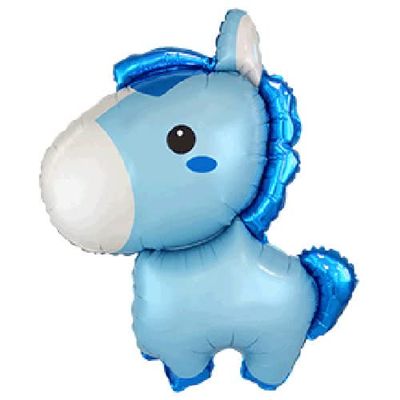 34" Blue Baby Horse Foil Balloon
