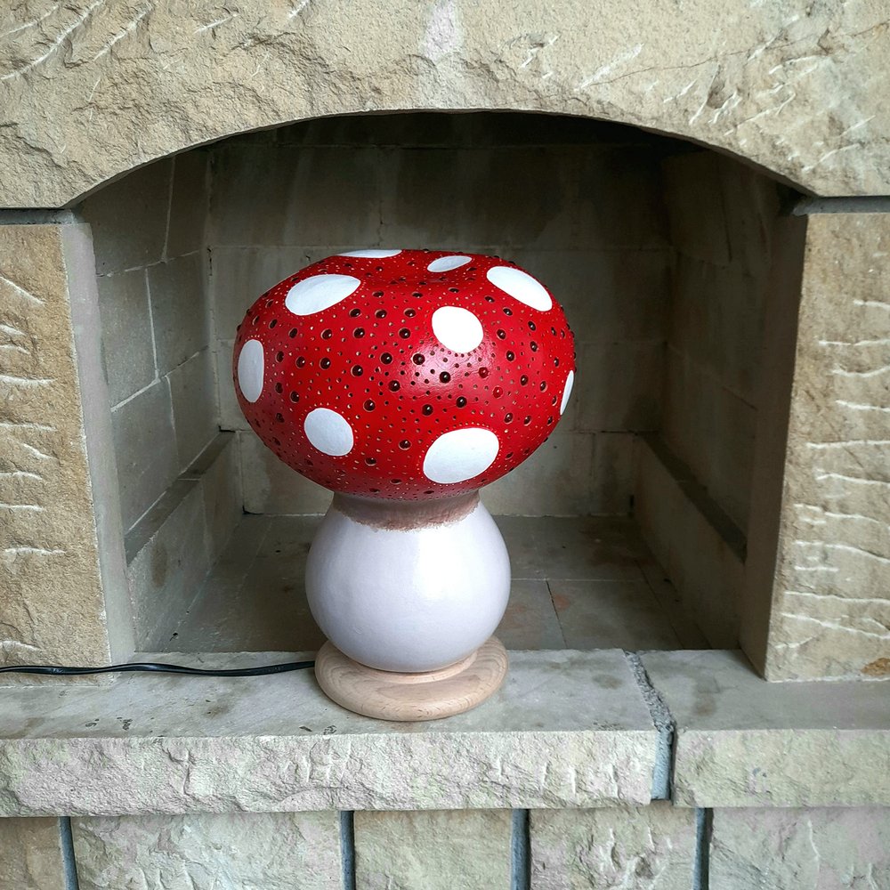 Mushroom night light, Gourd lamp, Nursery lamp, Gift for her, forest decorations, beaded mushroom lamp,
