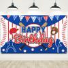 Baseball Happy Birthday Backdrop Banner Baseball Sports Themed Party Supplies Backdrop Large Baseball Birthday Party Decorations Wall Hanging Photo Booth Decor for Kids Boys Teenager, 75 x 45 inch view 1