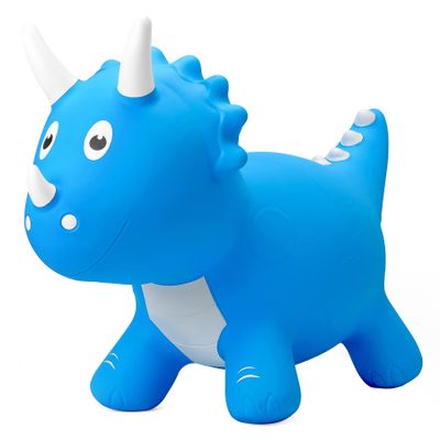 PlayZap Dinosaur Bouncy Horse Hopper, Bouncy Animals Hopper for Toddlers, Inflatable Jumping Ride on Dinosaur Triceratops Hopper, Kids Hopping Toys for 18M 2 3 Years Old Kids Boys Girls Gifts