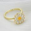 COLORFUL BLING Delicate Silver Cubic Zirconia Daisy Flower Butterfly Fidget Anxiety Rings for Women Adjustable Open Sunflowers Evil Eyes Stress Relief Stackable Rings-B daisy gold view 3