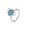 COLORFUL BLING Delicate Silver Cubic Zirconia Daisy Flower Butterfly Fidget Anxiety Rings for Women Adjustable Open Sunflowers Evil Eyes Stress Relief Stackable Rings-F blue view 1