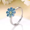 COLORFUL BLING Delicate Silver Cubic Zirconia Daisy Flower Butterfly Fidget Anxiety Rings for Women Adjustable Open Sunflowers Evil Eyes Stress Relief Stackable Rings-F blue view 2