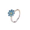 COLORFUL BLING Delicate Silver Cubic Zirconia Daisy Flower Butterfly Fidget Anxiety Rings for Women Adjustable Open Sunflowers Evil Eyes Stress Relief Stackable Rings-F blue view 3