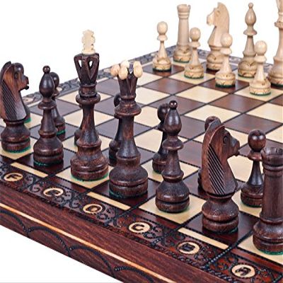 Chess and Games Shop Muba Beautiful Handcrafted Wooden Chess Set with Board and Chess Pieces - Gift idea Products (16inch (40 cm)), 1-2 Players