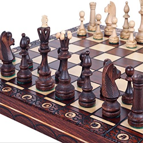 Chess and Games Shop Muba Beautiful Handcrafted Wooden Chess Set with Board and Chess Pieces - Gift idea Products (16inch (40 cm)), 1-2 Players