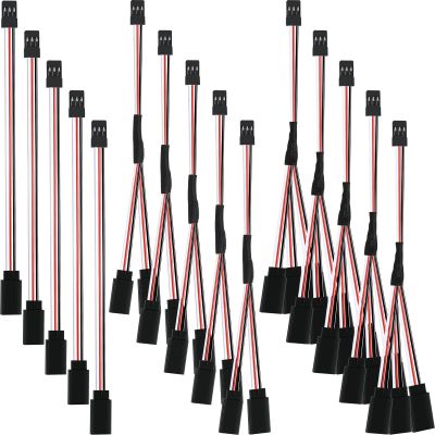 Eccliy 15 Pcs Servo Extension Cable Y Connector 3 Pin Plug Splitters Male to Female Servo Adapter Extension Servo Wire Connector Compatible with RC JR Futaba RC Car or Airplanes, 3 Styles