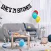 Black Glitter She's 21 Bitches Banner, Cheers to 21 Years/Rip Fake ID/Happy 21st Birthday, Funny 21st Birthday Party Decorations Supplies view 4