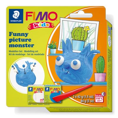 STAEDTLER 8035 24 FIMO Kids Modelling Clay Set - Funny Picture Monster (Pack of 2 FIMO Kids Blocks & Modelling Tools)