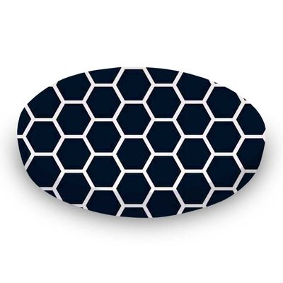 SheetWorld Baby Fitted Oval Crib Sheet Fits Stokke Mini, 100% Cotton Woven Sheet, Unisex Boy Girl, 23 x 29 inches, Navy Honeycomb, Made in USA