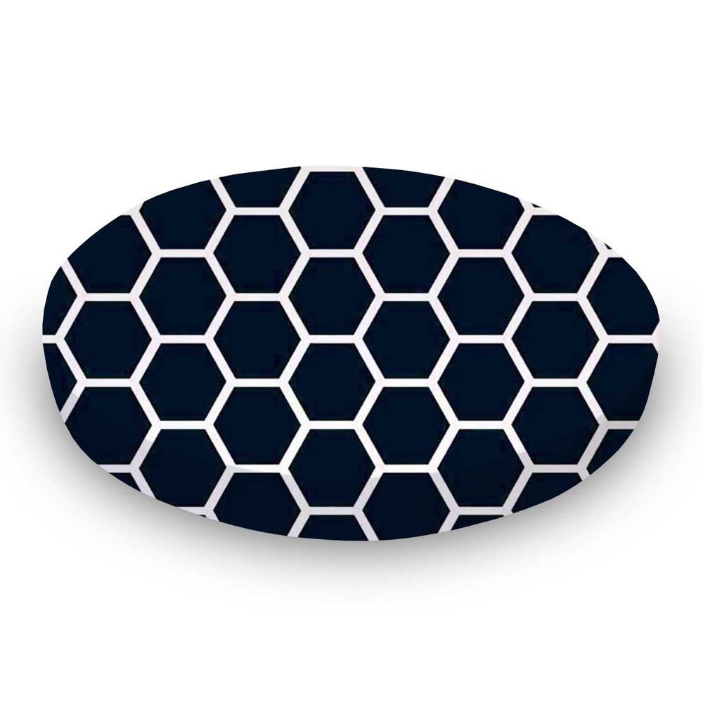 SheetWorld Baby Fitted Oval Crib Sheet Fits Stokke Mini, 100% Cotton Woven Sheet, Unisex Boy Girl, 23 x 29 inches, Navy Honeycomb, Made in USA