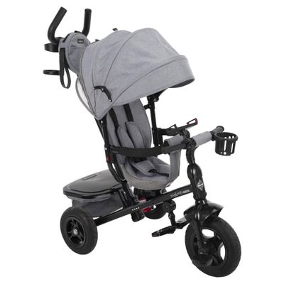 Huffy Malm Ultra 4-in-1 Canopy Trike with Adjustable Push Handle, Folding Footrest, Removable Canopy, and Accessories , Gray Medium