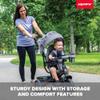 Huffy Malm Ultra 4-in-1 Canopy Trike with Adjustable Push Handle, Folding Footrest, Removable Canopy, and Accessories , Gray Medium view 4