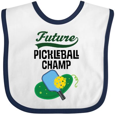 inktastic Future Pickleball Champ Baby Bib White and Navy 40d74