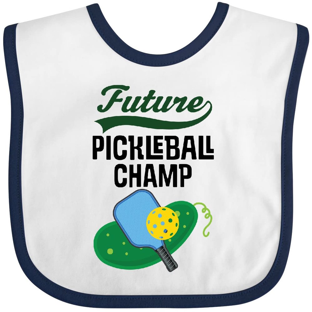 inktastic Future Pickleball Champ Baby Bib White and Navy 40d74