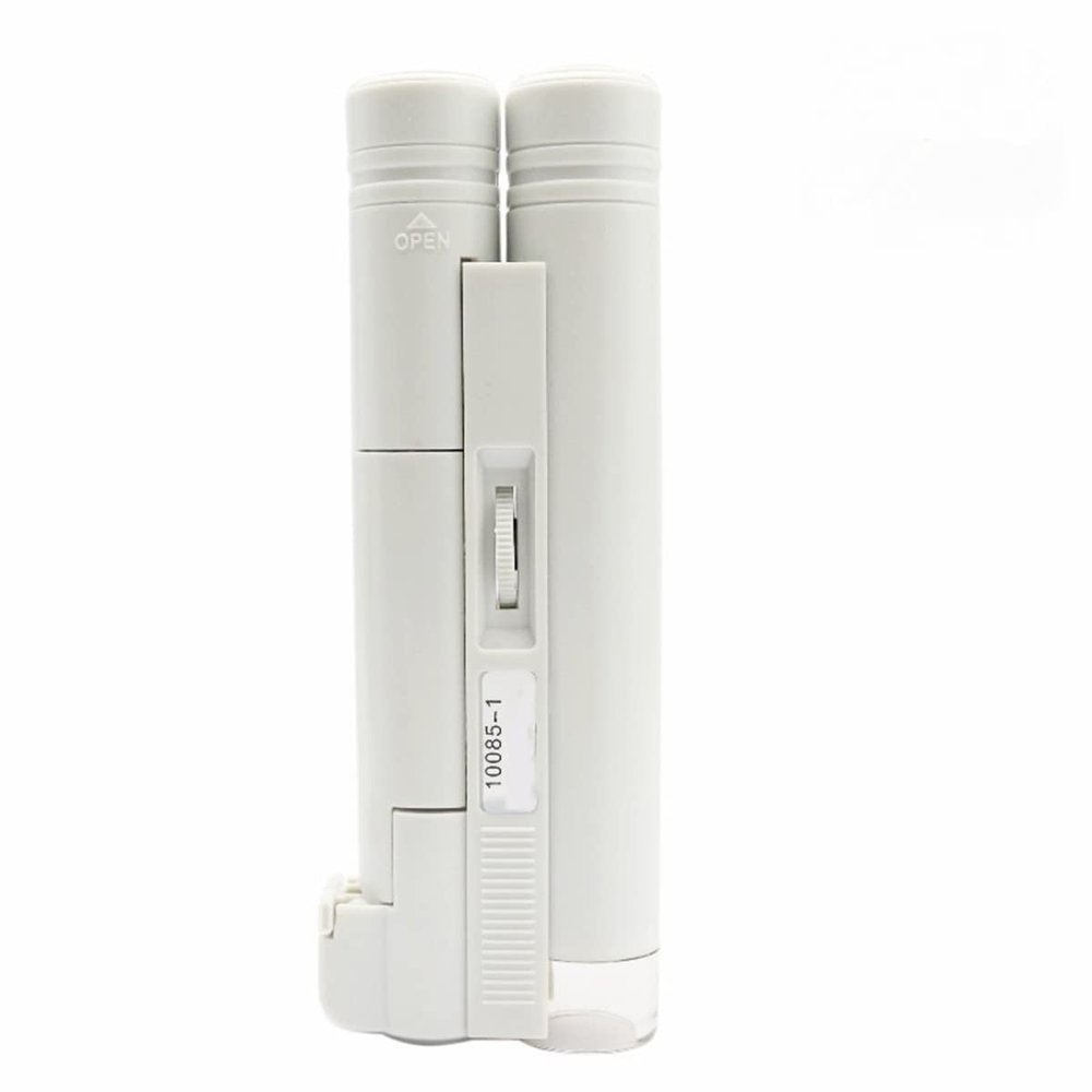 Lab Microscope Slides Handheld Mini Pocket Portable Microscope Led Lamp Light Foldable Jewelry Magnifier with Scale Magnifier Microscope Parts (Color : with Scale, Magnification : 100X)