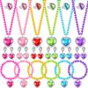 Henoyso 6 Set Princess Jewelry Dress Up Pretend Toy Colorful Jewelry Set with Necklace Bracelet Rings Earrings Princess Costume Beaded Toy Necklace for Party Favors Costume view 1