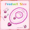 Henoyso 6 Set Princess Jewelry Dress Up Pretend Toy Colorful Jewelry Set with Necklace Bracelet Rings Earrings Princess Costume Beaded Toy Necklace for Party Favors Costume view 2
