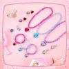 Henoyso 6 Set Princess Jewelry Dress Up Pretend Toy Colorful Jewelry Set with Necklace Bracelet Rings Earrings Princess Costume Beaded Toy Necklace for Party Favors Costume view 4