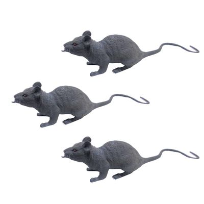 3PCS Super Large Artificial Rats Halloween PVC Fake Rat Suit Novelty Simulation Mouse Model Terrible Prank Props for Party Funs Garden Lawn Decorations Micro Landscape Accessories (Grey)