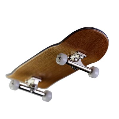 NOAHWOOD Wooden Fingerboard Complete Set (Noah Team 9S Short Nose Short Tail Deck) Hand Mould Made(+34mm Prince Silvery Trucks)(+NW Handmade PRO Wheels ii)(Brown)