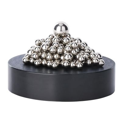 Magnetic Balls Fidget Toys Desk Decor for Stress Relief, Magnet Sculpture Building Block Home Office Desk Decor for Men Adults Teenage Cool Desk Decor (Black-Silver)