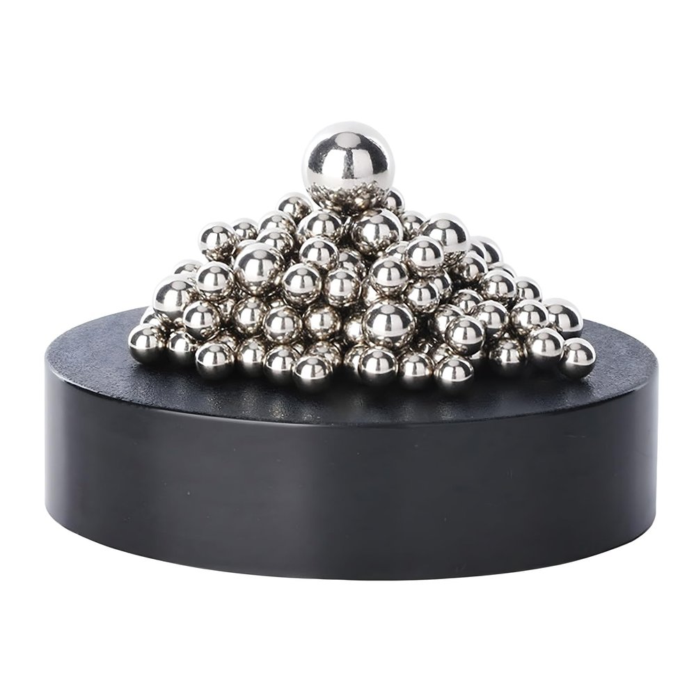 Magnetic Balls Fidget Toys Desk Decor for Stress Relief, Magnet Sculpture Building Block Home Office Desk Decor for Men Adults Teenage Cool Desk Decor (Black-Silver)
