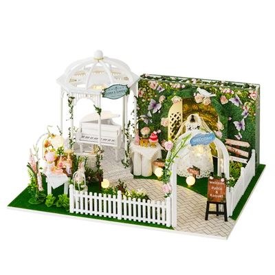 Roroom DIY Miniature and Furniture Dollhouse Kit,Mini 3D Wooden Doll House Craft Model with Dust Proof Cover and Music Movement,Creative Room Idea for Valentine's Day Birthday Gift(Meet to The Love)