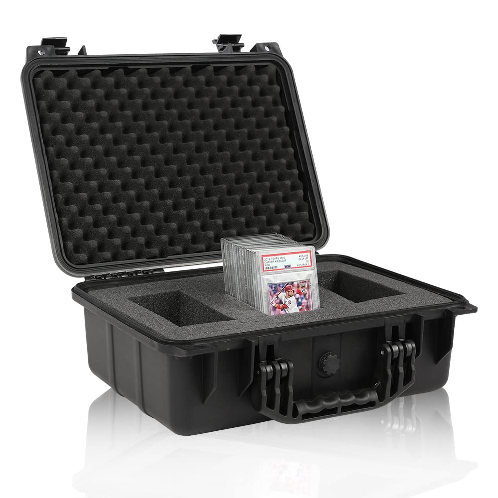 G-PLUS Graded Card Storage Box Compatible with BGS PSA SGC FGS Weatherproof Graded Sports Trading Cards(Large, Black)
