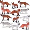 Aoriher 12 Pcs Fox Toy Figures Set Realistic Red Arctic Fox Animal Figures Cake Topper Small Jungle Zoo Play Set for Party Favors Educational Toy Christmas Birthday Supplies view 1