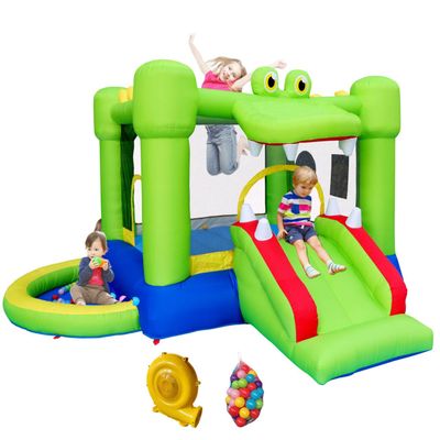 Inflatable Bounce House with Slide, Jumping Castle with Blower and Ball Pit House, Two Dart Target Game