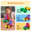 PicassoTiles 2pcs Magnetic Tiles Expansion Car Truck Building Blocks Compatible with regular bricks, Kids Magnet Bricks STEM Learning Toys, Add-ons Toddler Preschool 3 Years and up Boys and Girls PT21 view 4