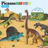 PicassoTiles Dinosaur Play Mat Toys 32pc Dino Playset STEM Activity Learning Kit STEAM Toy with Educational Book, 21 Action Figures T-Rex, Triceratops, Velociraptor, Trees, Rocks for Kids 3+ PTD11 view 2