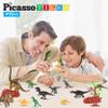 PicassoTiles Dinosaur Play Mat Toys 32pc Dino Playset STEM Activity Learning Kit STEAM Toy with Educational Book, 21 Action Figures T-Rex, Triceratops, Velociraptor, Trees, Rocks for Kids 3+ PTD11 view 4