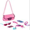 Amazon Basics 8-Piece Pretend Play Purse Toy with Accessories for Girls Ages 3 and Up, Handbag Gift Set Including Smartphone, Sunglasses, Makeup Compact, Keys and Credit Card, Pink view 1