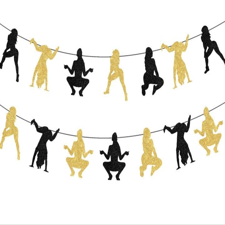 Cheereveal Twerk Banner Garland Set, Pole Dance Party Decorations Funny Birthday Banner for Bachelorette Stripper Party Supplies