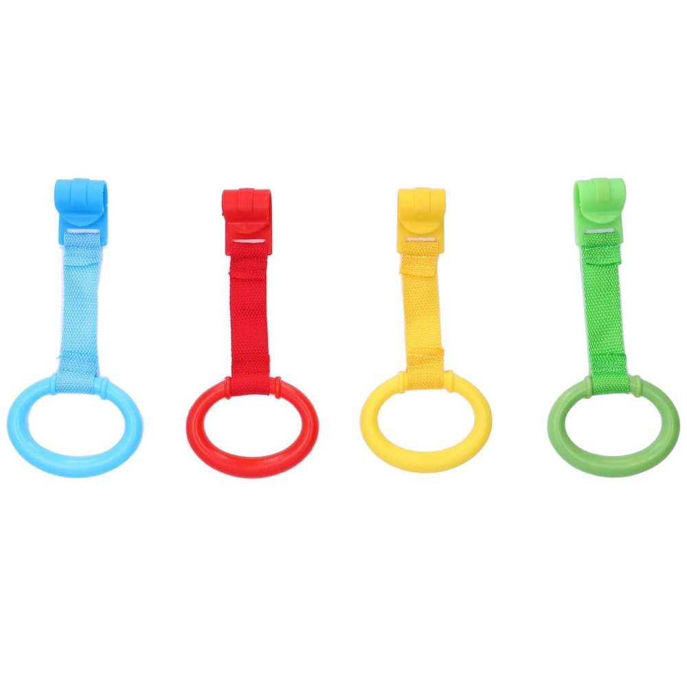 4Pcs Baby Crib Pull Rings, Baby Bed Stand Up Rings Toddler Walking Assistant Pull Up Ring Play Gym Crib Pull Ring for Toddler Kids Children