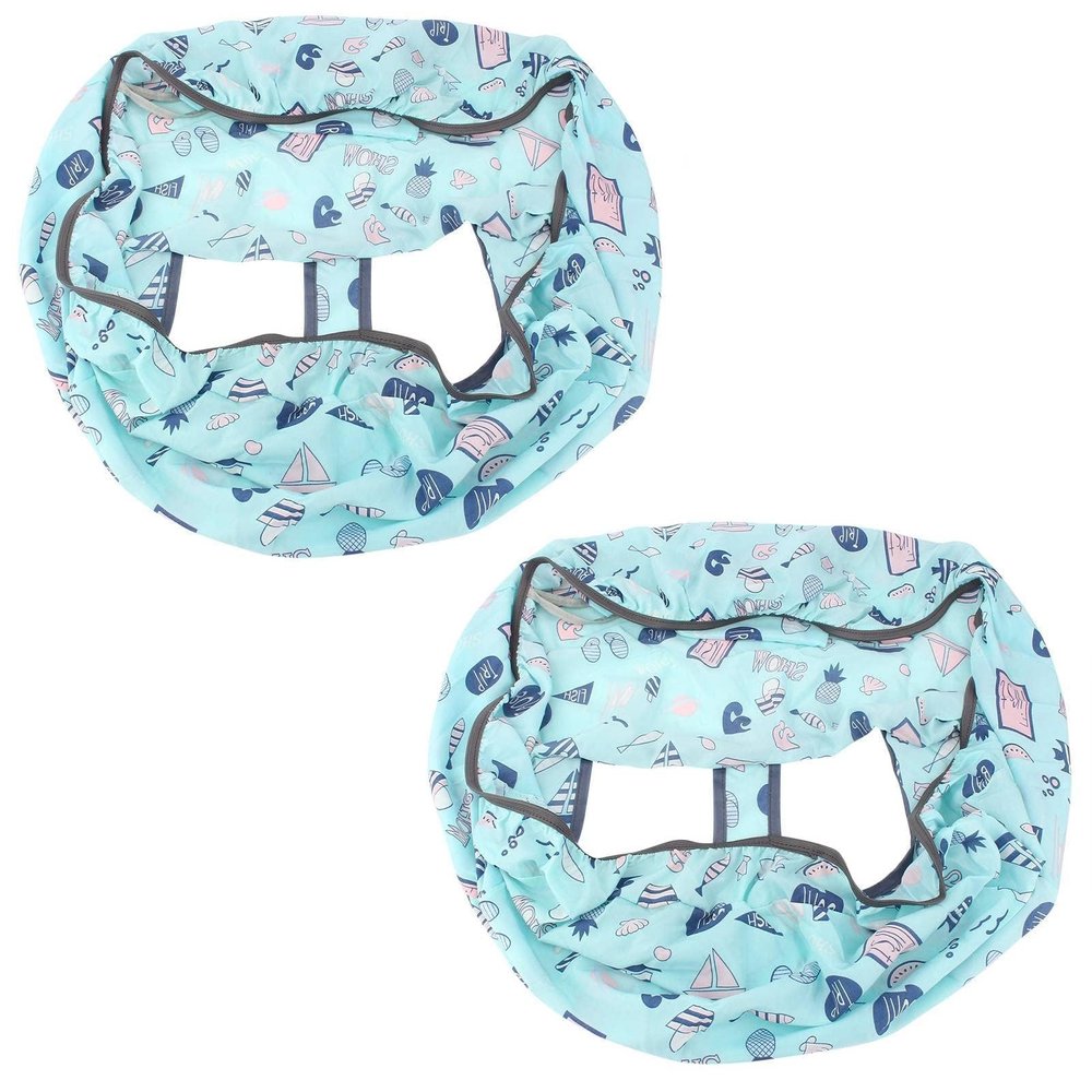 2PCS Shopping Cart Cover, High Chair Cover with Storage Pouch Grocery Cart Cover Portable Grocery Cart Covers Baby Seat Cover Grocery Cart Protector for Baby Shopping Carts Highchairs Swings, Blue