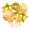 12 Pcs Basketball Theme Balloons, Basketball Theme Decorations Gold Confetti Balloon Foil Star Balloon For Basketball Sports Theme 9th Birthday Party Supplies Gold Number 9 Balloon Decoration view 1