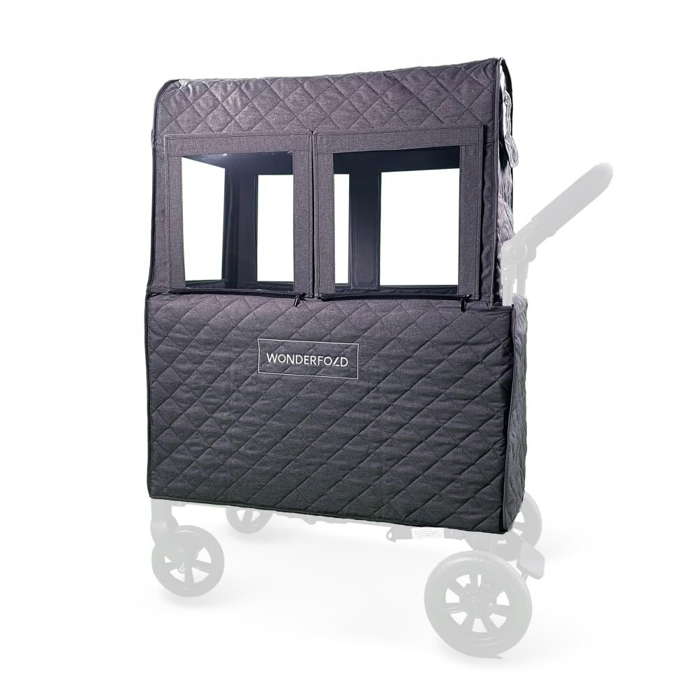 WONDERFOLD Cold Weather Shield Stroller Cover for Winter Made of Premium Breathable Cationic Fabric Filled with Cotton for Warmth, Hook-and-Loop Window Openings (Fits Only W2 OG)