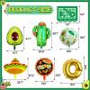 18 PCS Fiesta Party Supplies - Taco, Mexican, Cactus, Avocado, Hat Jumbo Mylar Foil Balloons - Cinco De Mayo Party Decorations view 2