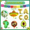 18 PCS Fiesta Party Supplies - Taco, Mexican, Cactus, Avocado, Hat Jumbo Mylar Foil Balloons - Cinco De Mayo Party Decorations view 3