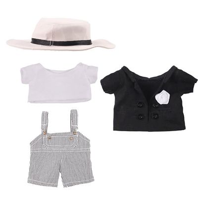niannyyhouse Uniform Suit 7.8in/20cm Plush Doll Clothes Accessories Hat Coat T-Shirt Overalls